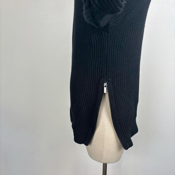 Banana Republic Womens XS Black Cotton Nylon Turtleneck Sweater Side Zippers - Picture 3 of 8